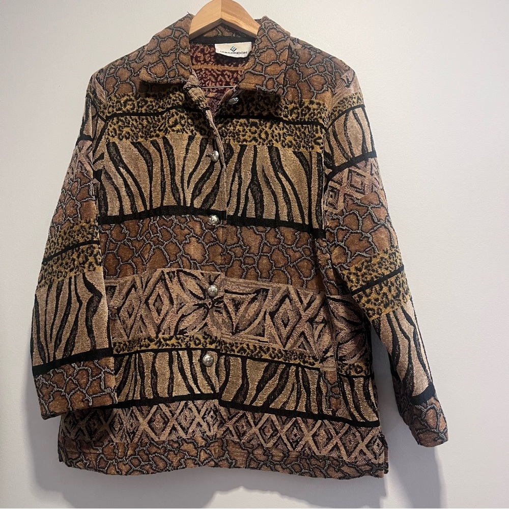 Erin London Tapestry Jacket Animal Print Boho Southwestern